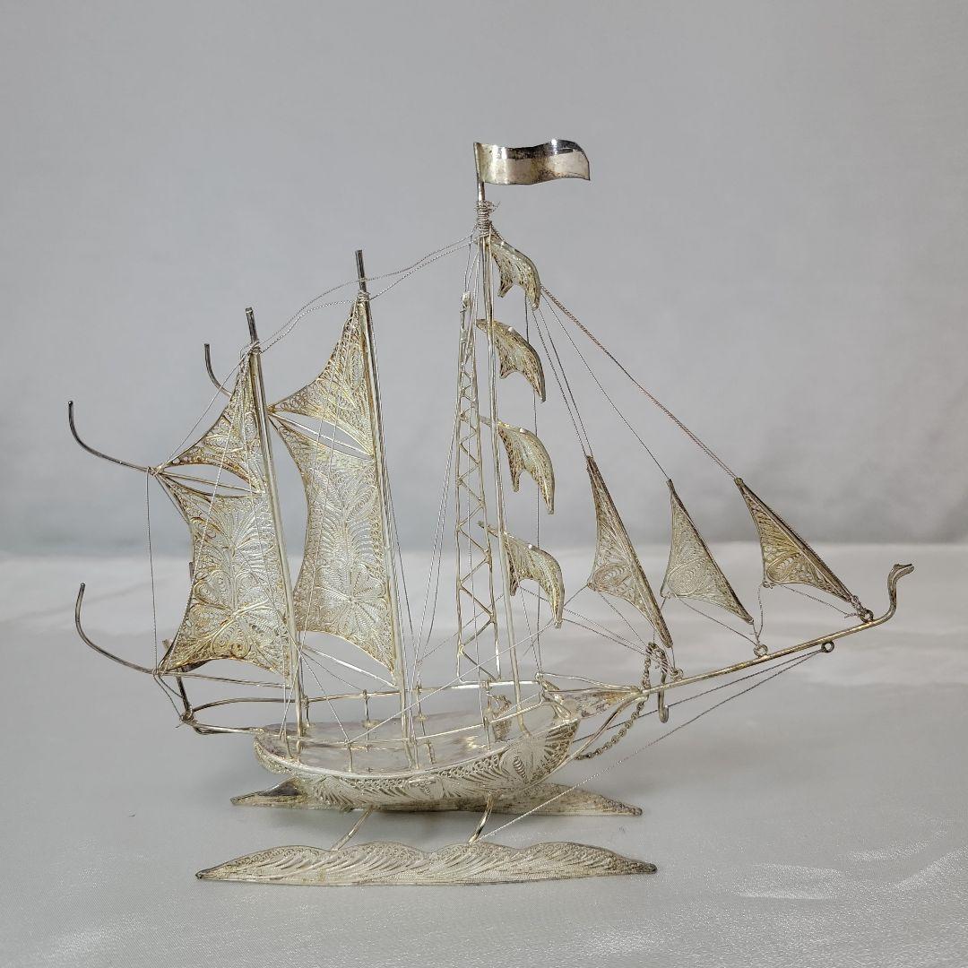 《伝統工芸品》銀線細工　帆船
