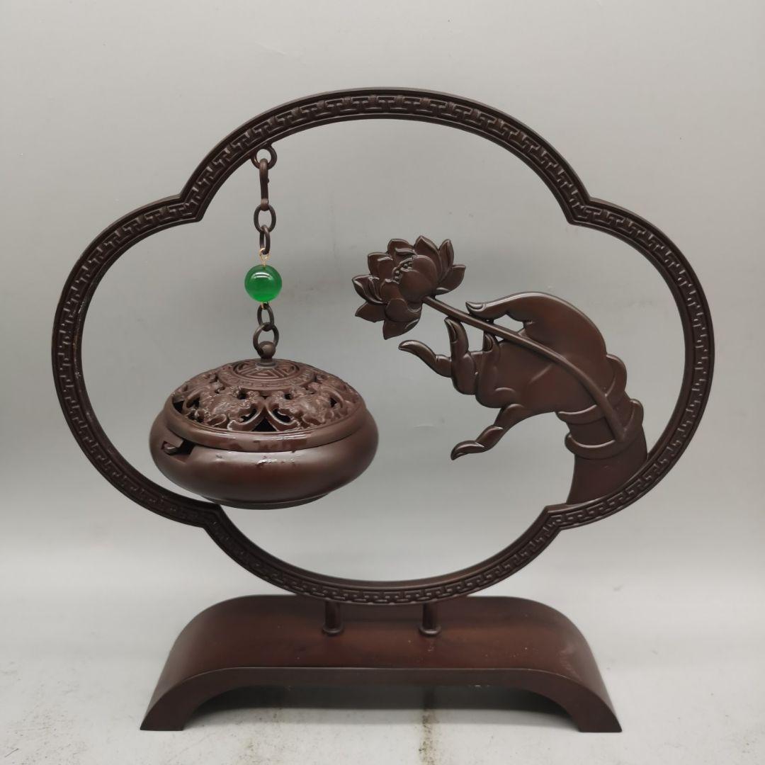 銅器 蓮華仏手薫香弔炉 香道具 書卓茶室 禅意装飾品 工芸品 置物