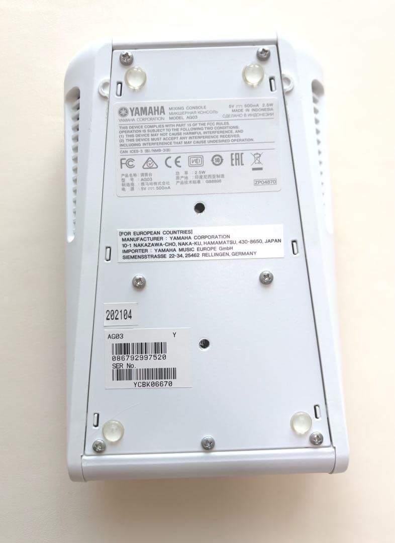 YAMAHA AG03 ミキシングコンソール 本体　オーディオインターフェース
