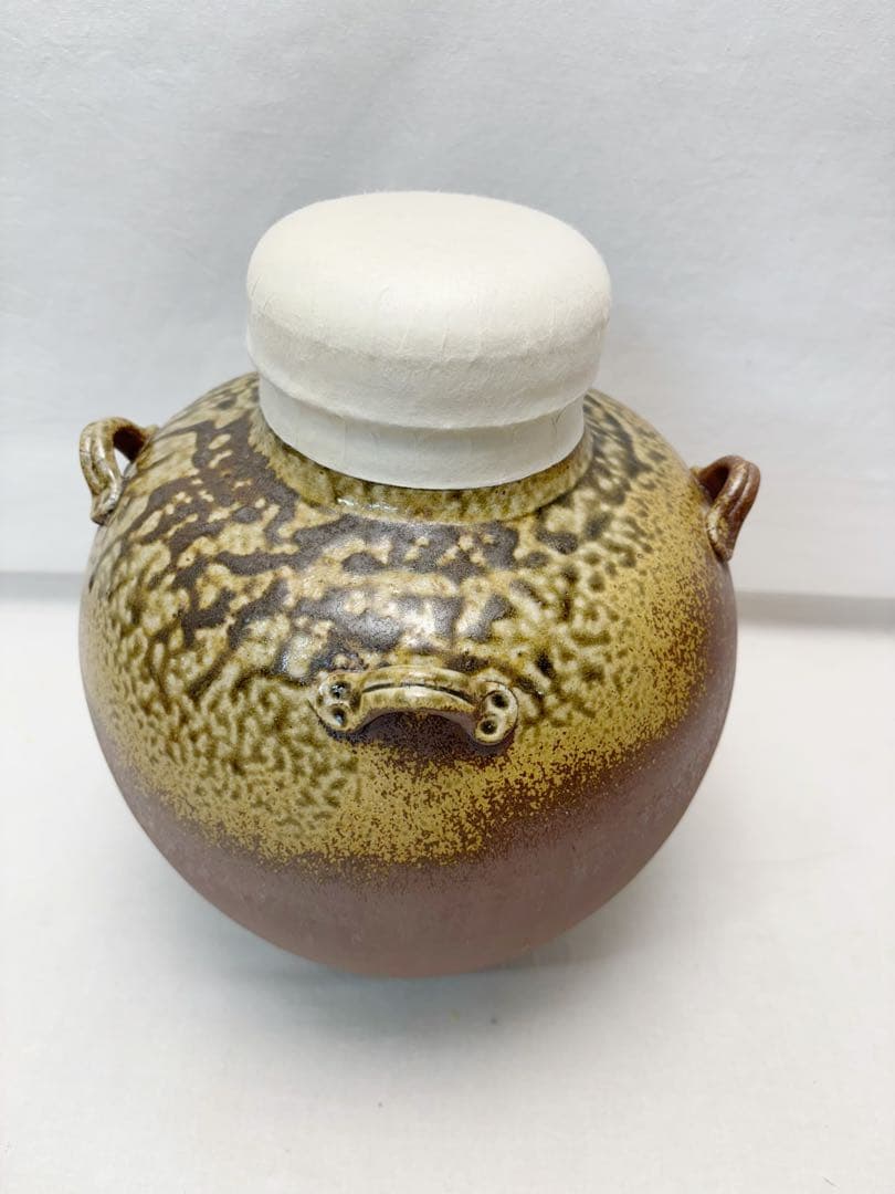 未使用 茶道具 杉原祥公作 丹波焼 飾壺 正絹 飾網紐付 四つ耳壷 陶印 共箱
