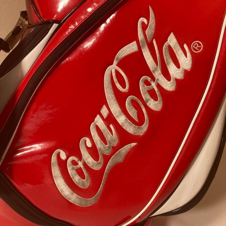 【超希少】コカコーラ　ゴルフ キャディバッグ レッド エナメル ロゴ刺繍 6分割