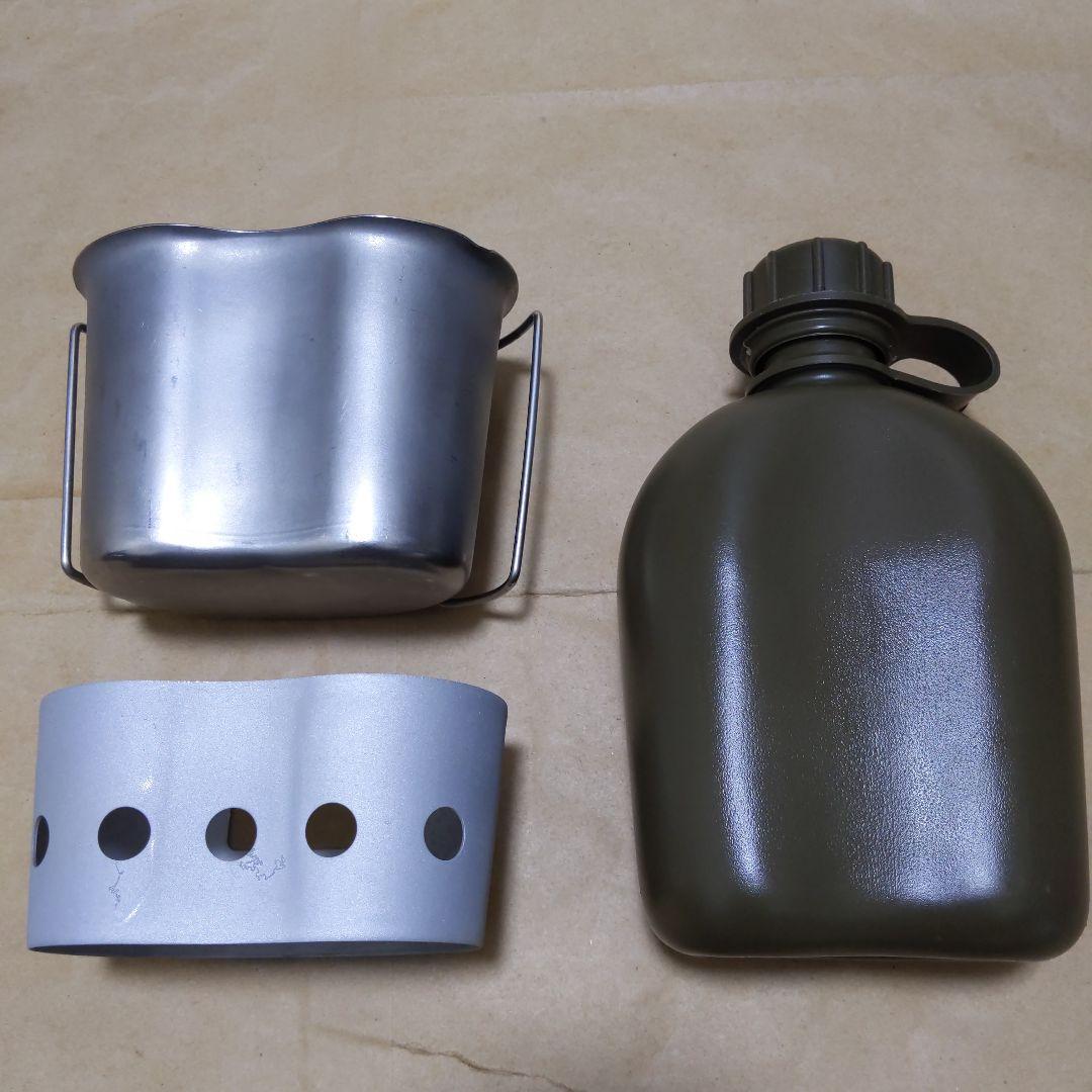 アメリカ軍 1QTキャンティーンOD色 /カップ/ヒーティングスタンド 実物良品