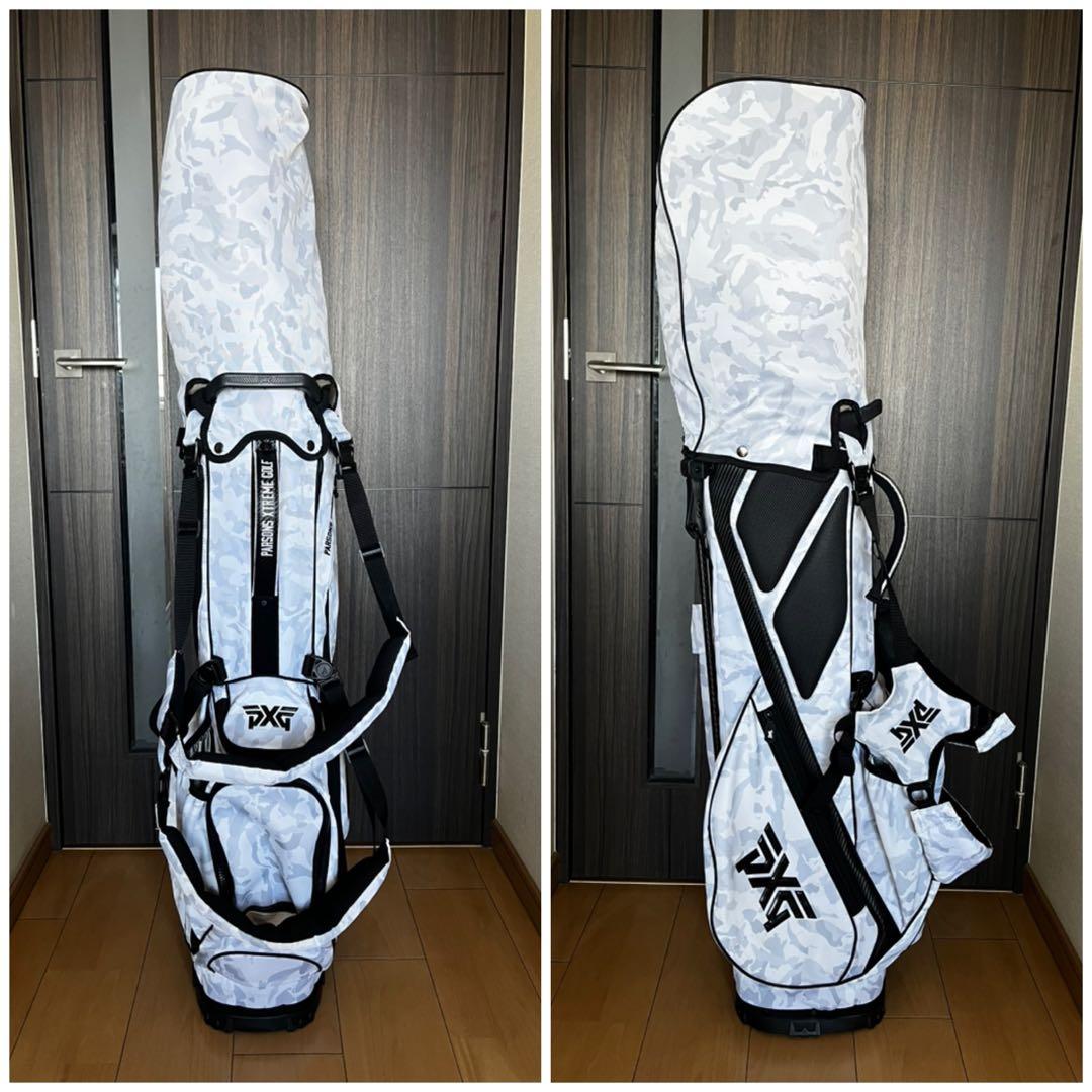 美品pxg スタンド型キャディバッグ　迷彩柄　カモフラ　ライトグレー　9型　軽量