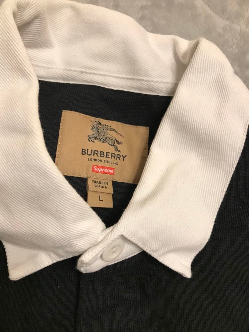 Supreme シュプリーム バーバリー　ラガーシャツ　ブラック　黒
