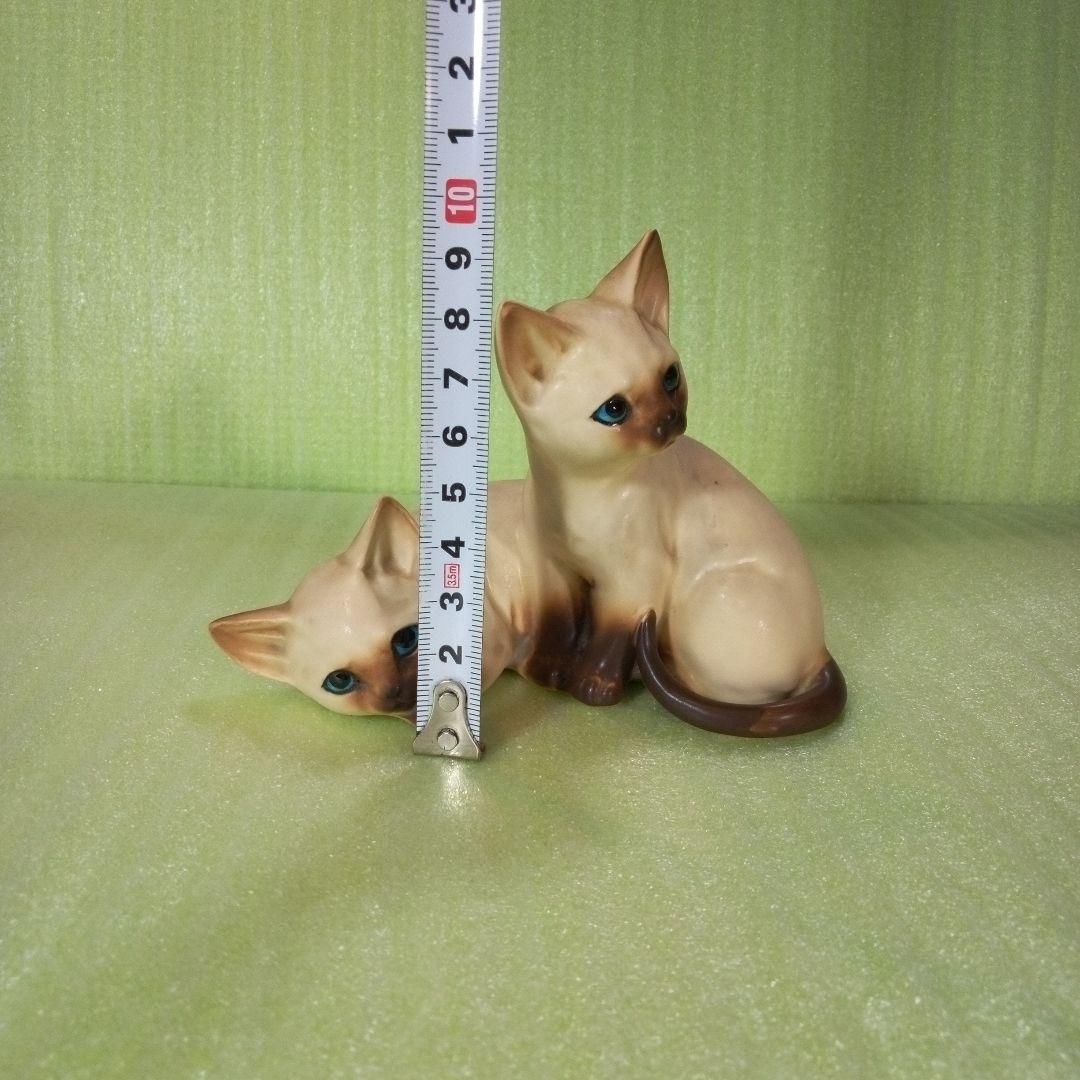 アンティークな猫の置物　仲良し　兄弟？　シャム猫？　ポインテッド？　レア　希少
