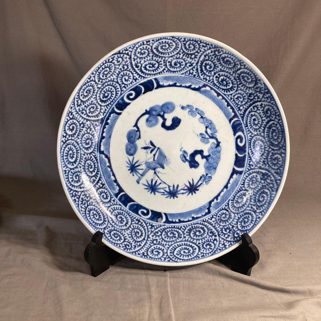 【忠佐伯さん専用】古伊万里の伝統　名窯　染付松竹梅章魚唐草文　大明成化年製　大皿