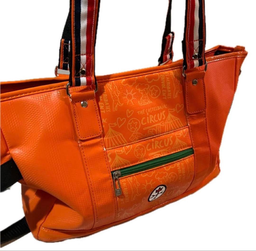 美品☆カステルバジャック　ゴルフ　ボストンバッグ　多機能　防水　オレンジ　肩紐付