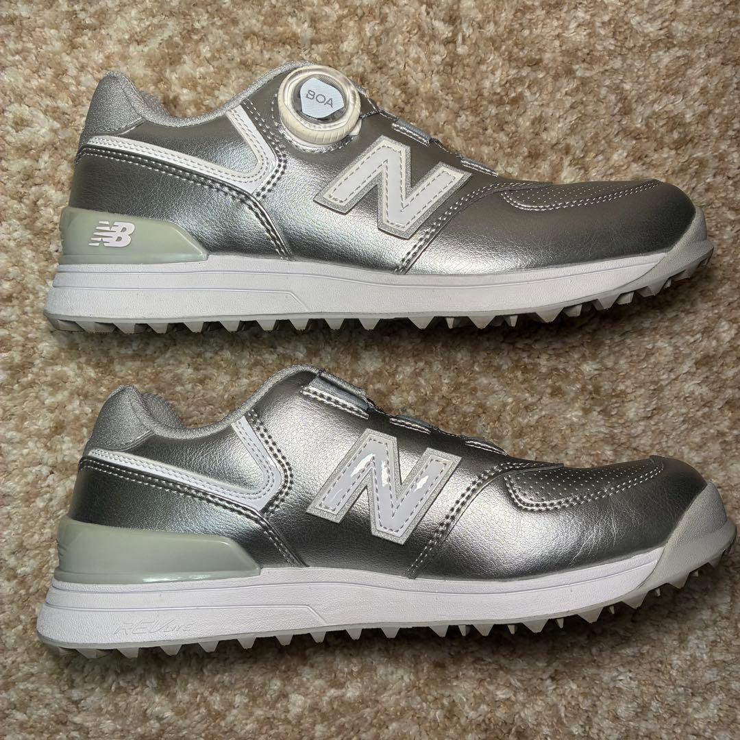 【美品】New Balance ゴルフシューズ BOA シルバー 23.5㎝