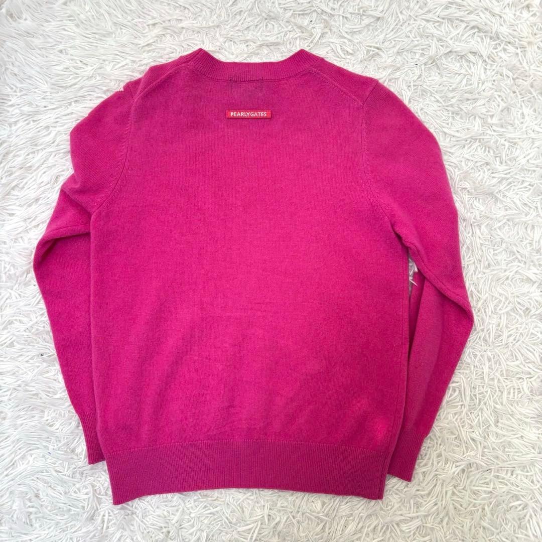 最新 パーリーゲイツ ニット ピンク カシミア ゴルフ ウェア ロゴ