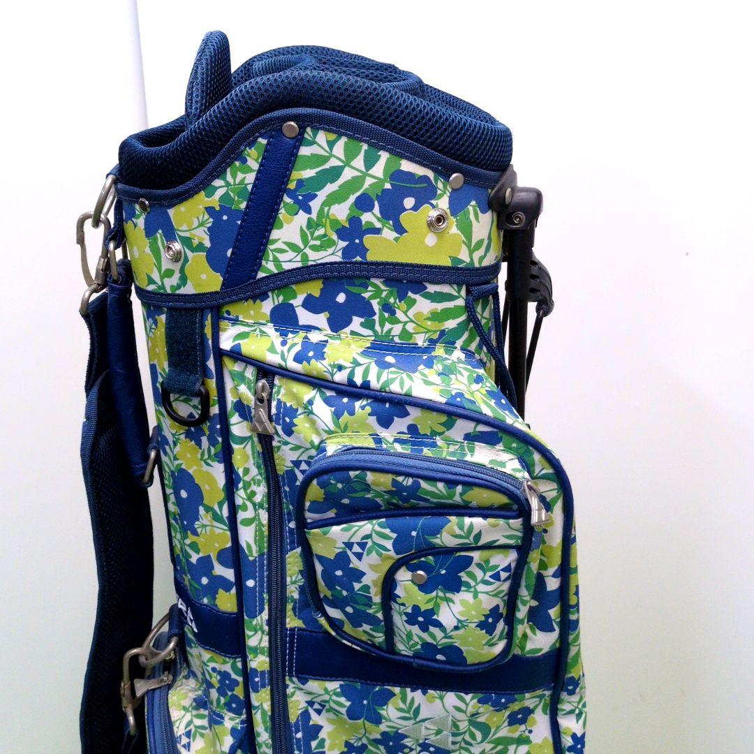 フィッシャー　スタンド式ゴルフバッグ 　6分割　青緑花柄