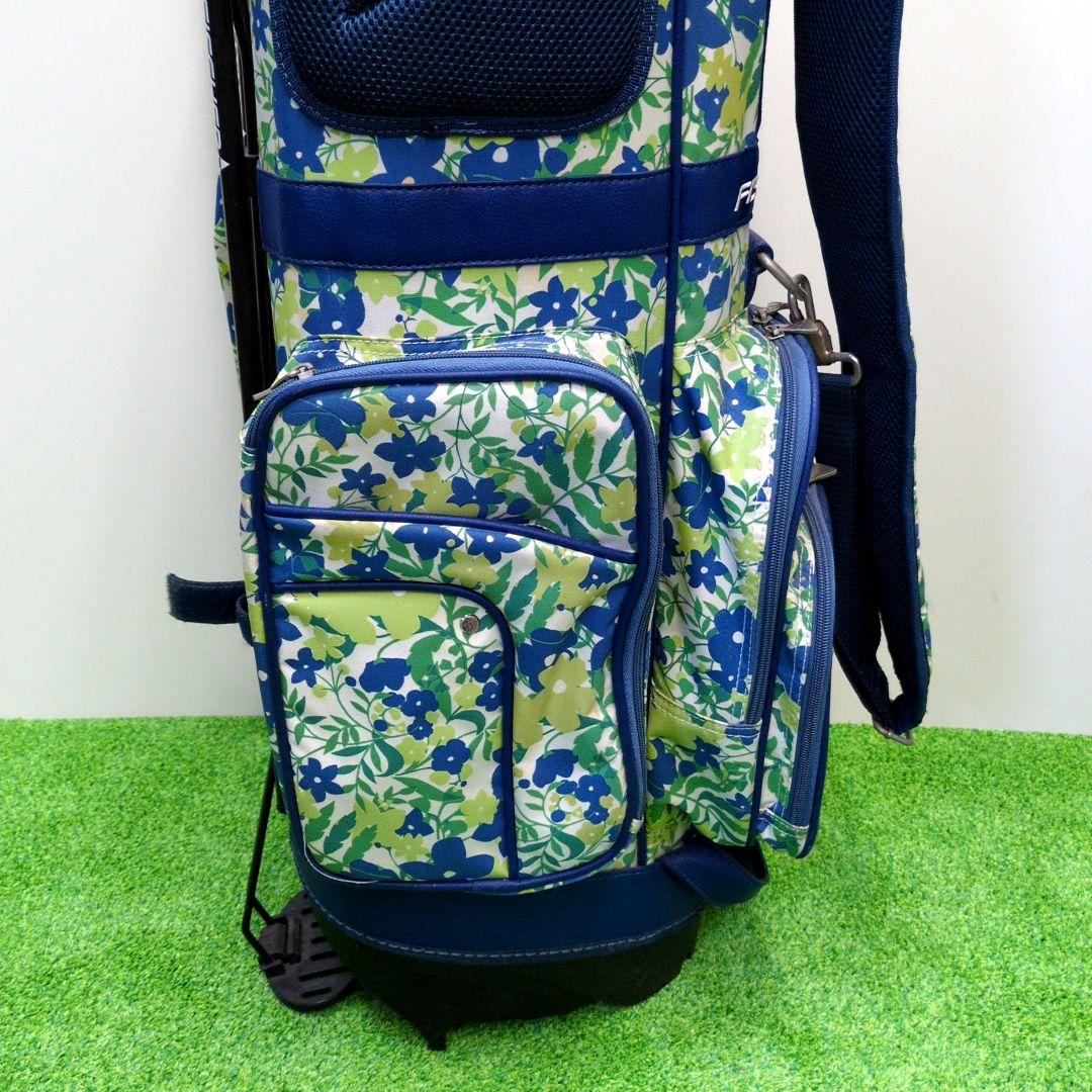 フィッシャー　スタンド式ゴルフバッグ 　6分割　青緑花柄