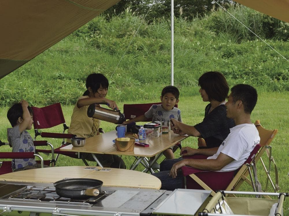 （美品）ワンアクションテーブルロング竹 　LV-015TR