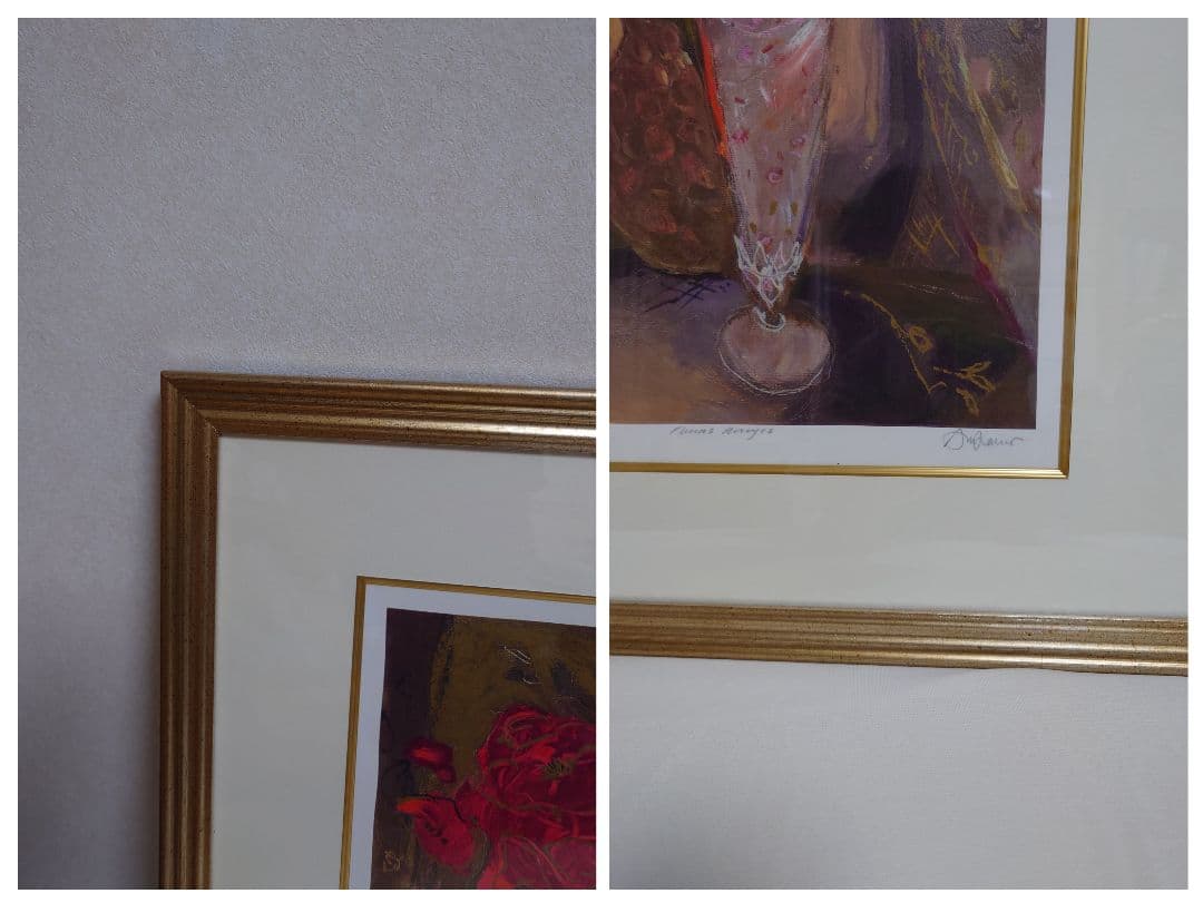 【２点セット】アンドリュープライス　赤いバラ＆黄色いバラ　版画　花　静物画　花瓶