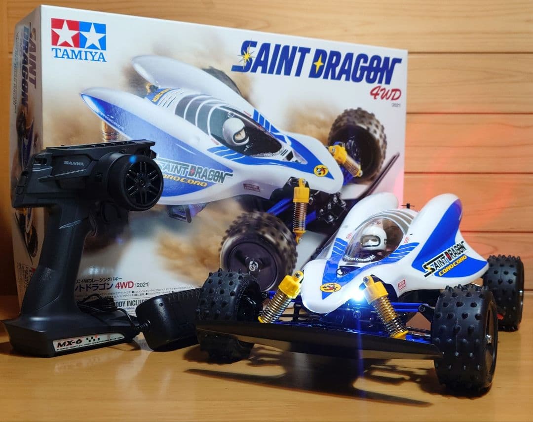 タミヤLEDセイントドラゴン＆三和プロポ＆バッテリー充電器・完成未走行品セット