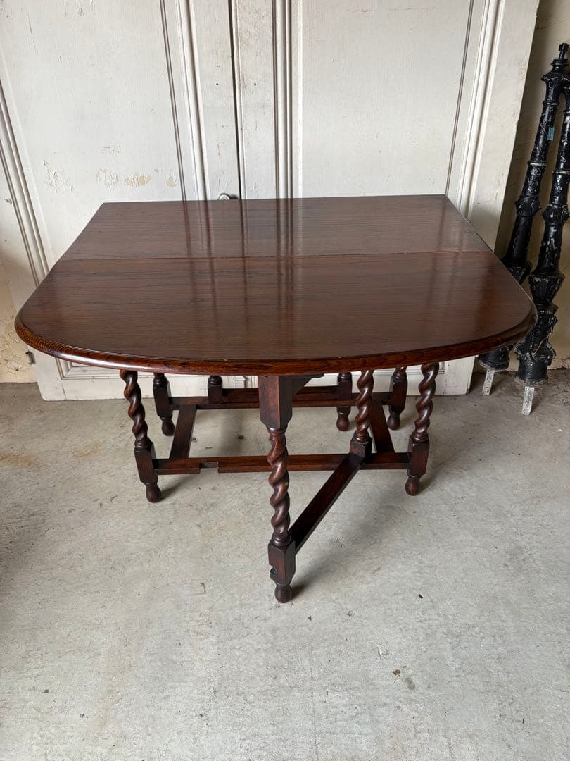 ゲートレッグテーブル/オーク/スピンドルレッグ