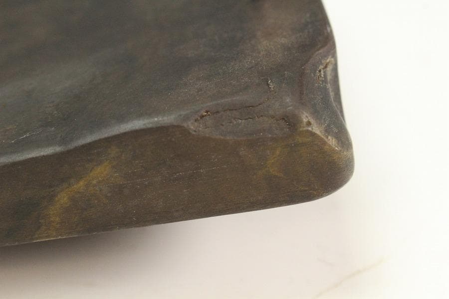 中国美術 端渓 刻霊芝 紫檀 題詞 箱 文房四宝(K-XA666)