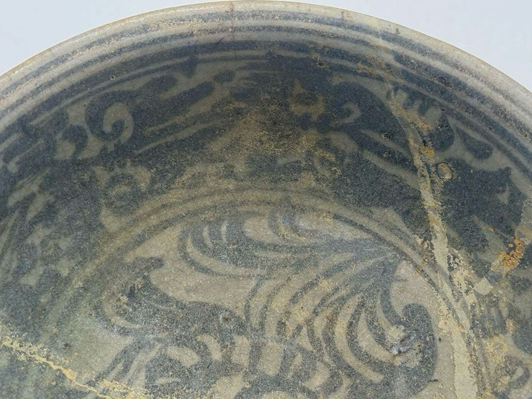 古安南　染付花卉紋お碗① アンティーク　送料込み251114