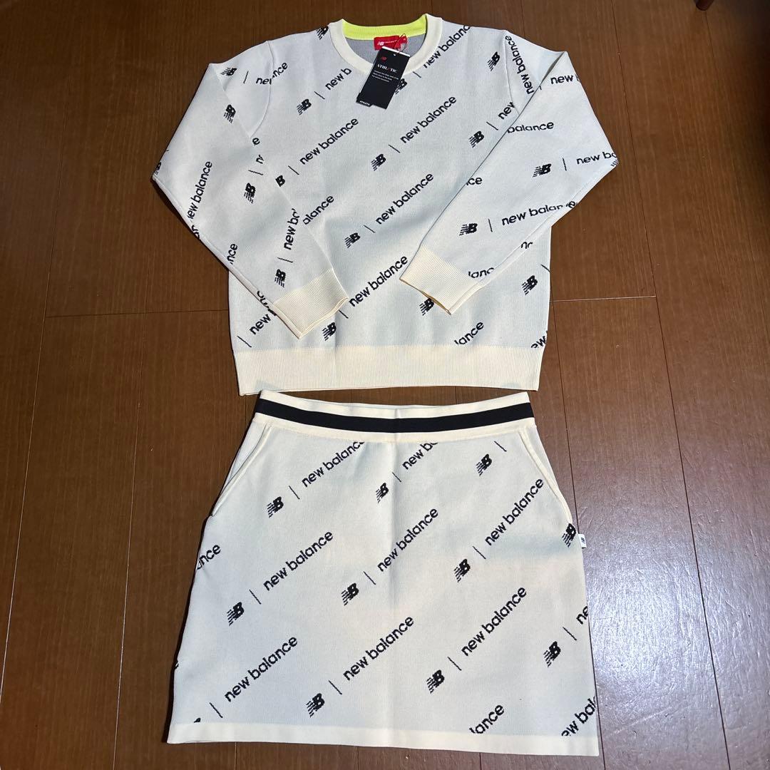 新品　LL 3 ニューバランス　ゴルフ　セットアップ　上下　総柄ロゴ　ニット
