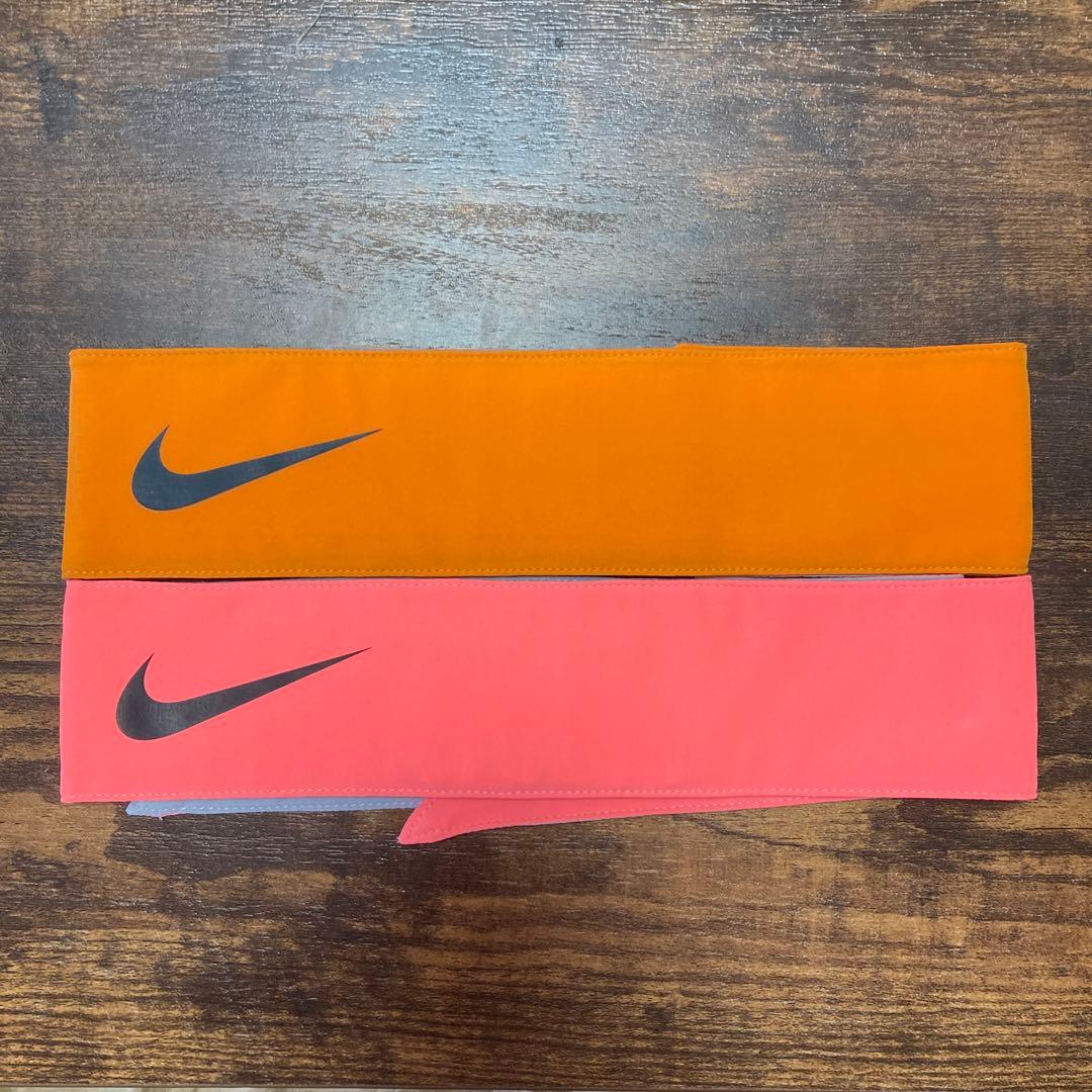beckaz2点セット　NIKE ヘッドタイ　オレンジx黒　蛍光ピンクx黒