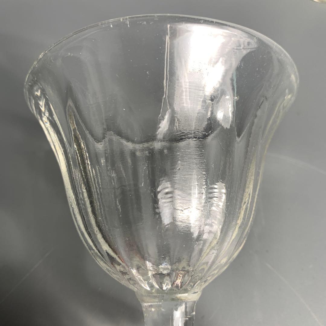 昭和初期　戦前　プレス　乳白青ぼかし　氷コップ　デザートカップ　和ガラス　古硝子