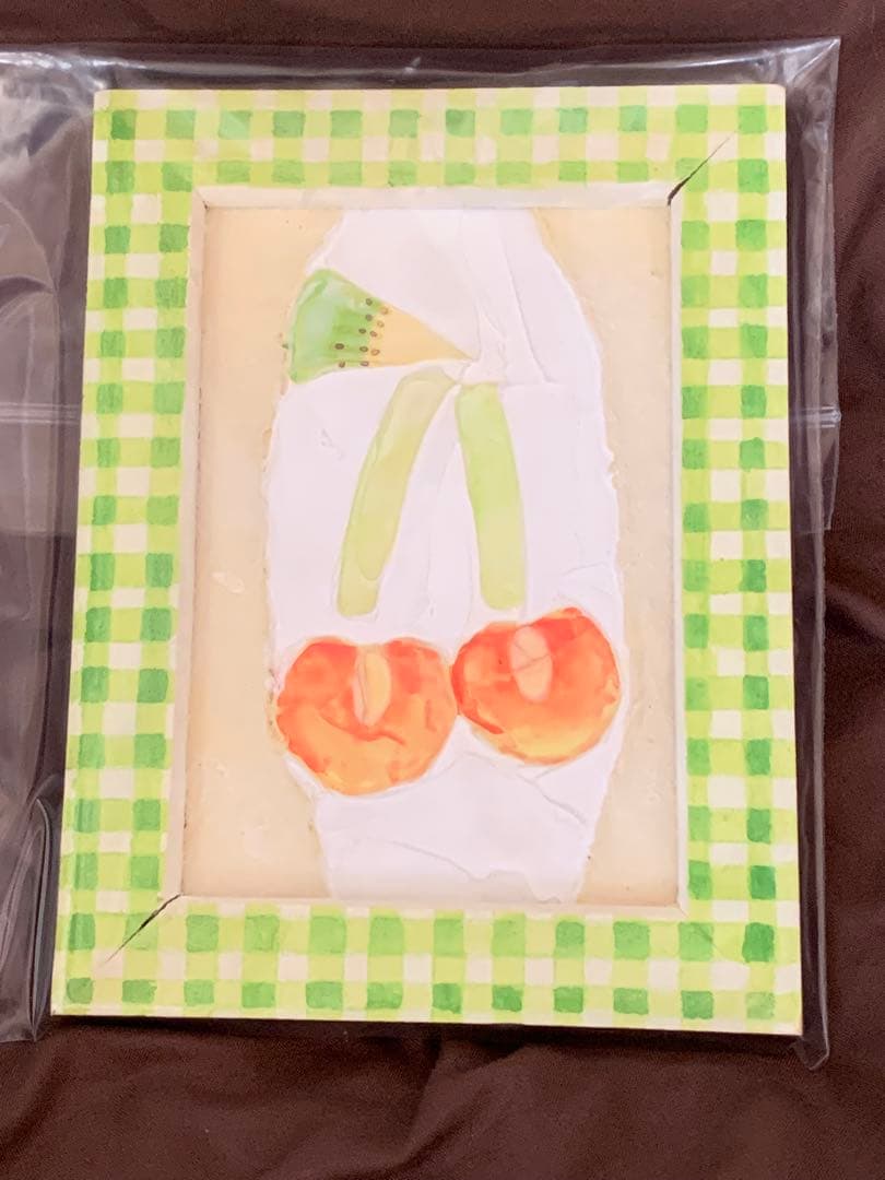 油彩 【 原画 】サイン入り タカハシナツミ フルーツサンド さくらんぼ