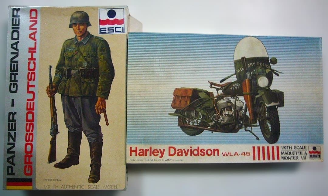 ESCI 1/9 　①独軍兵士　②ハーレーダビッドソン 米軍試用　2個セット