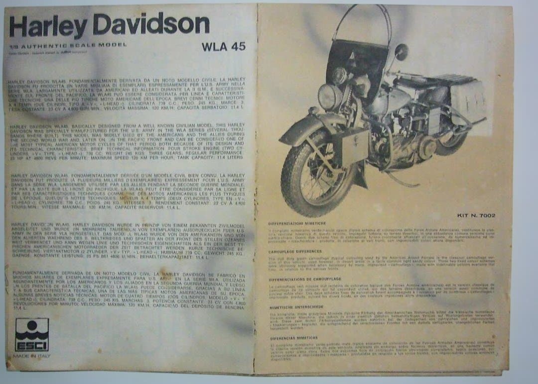 ESCI 1/9 　①独軍兵士　②ハーレーダビッドソン 米軍試用　2個セット