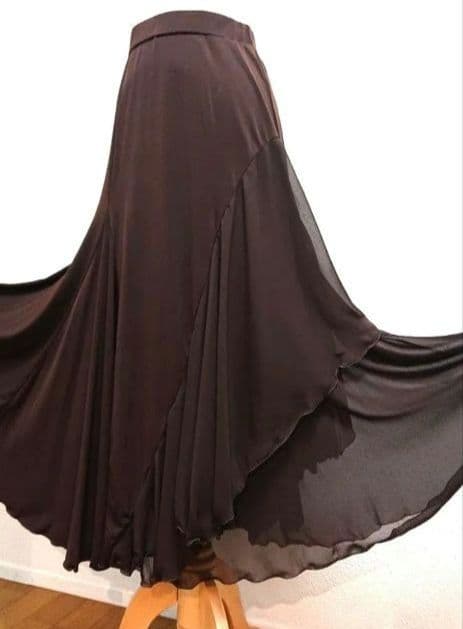SALE☆チャコット　社交ダンス スカート 茶 シフォン 定価40700円