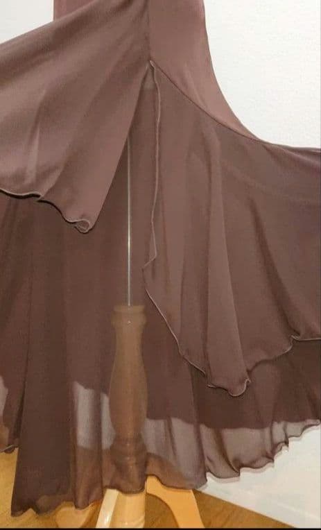 SALE☆チャコット　社交ダンス スカート 茶 シフォン 定価40700円