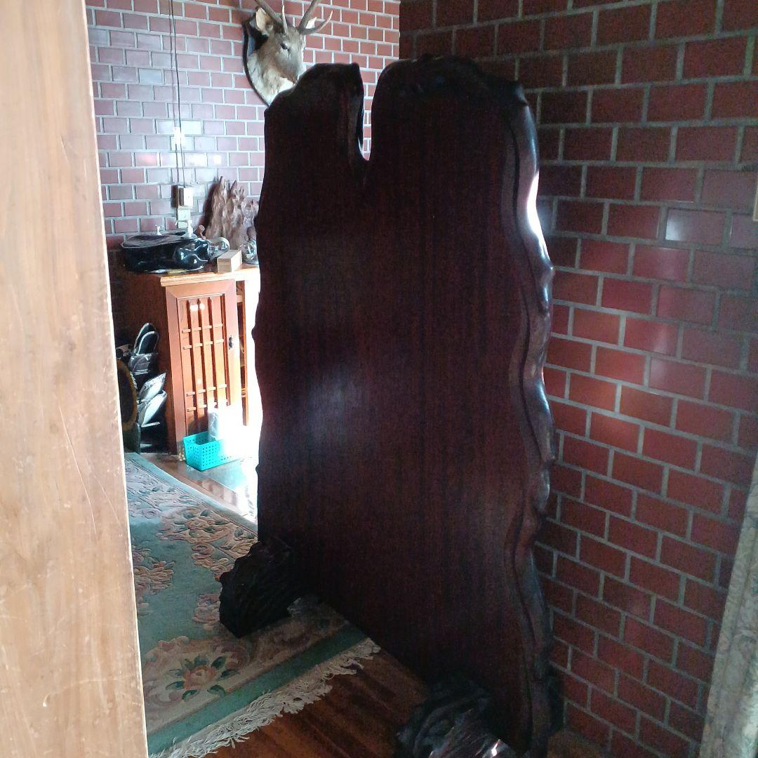 ダークブラウン木製アンティーク衝立