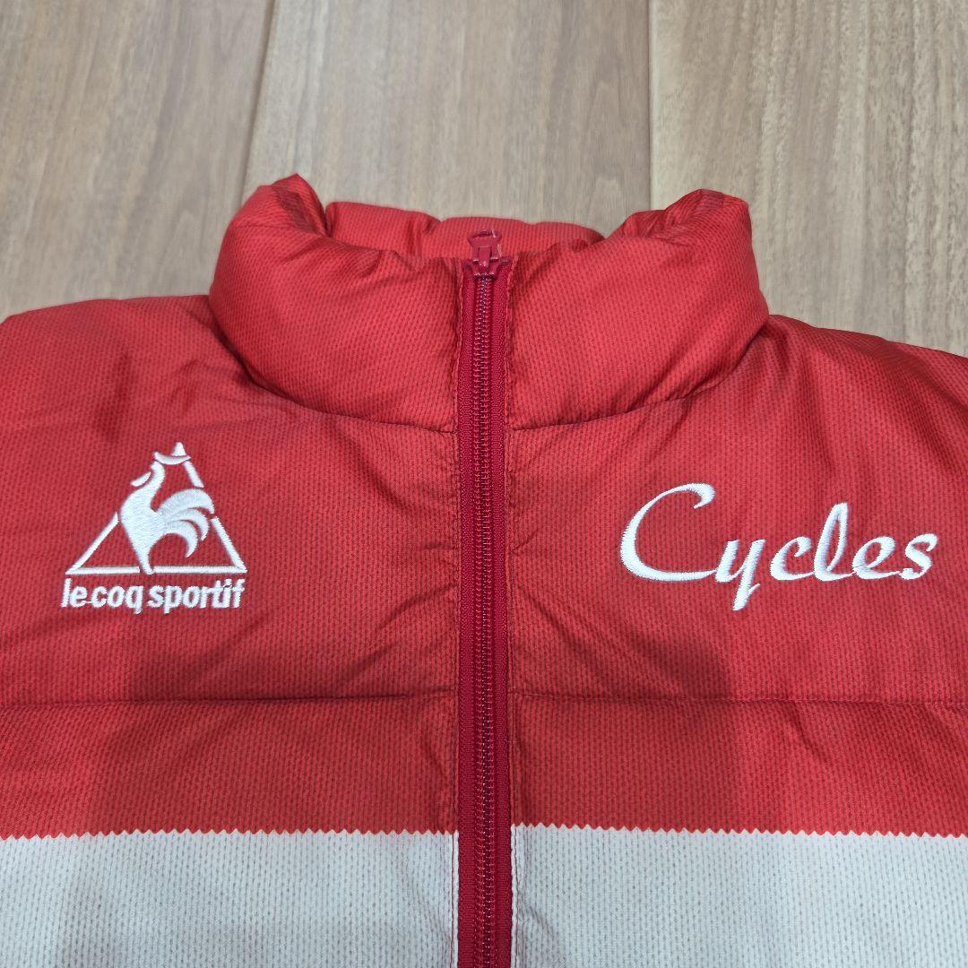 新品未使用 ルコックサイクリングウェア風赤白ダウンジャケットM サイズ