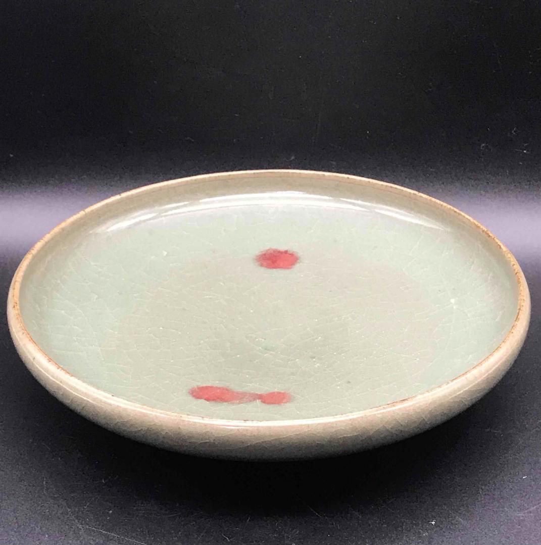 中国古美術　元時代　鈞窯　窯変釉　天青釉紫紅斑盤　辰砂皿　名品珍品(A-34)