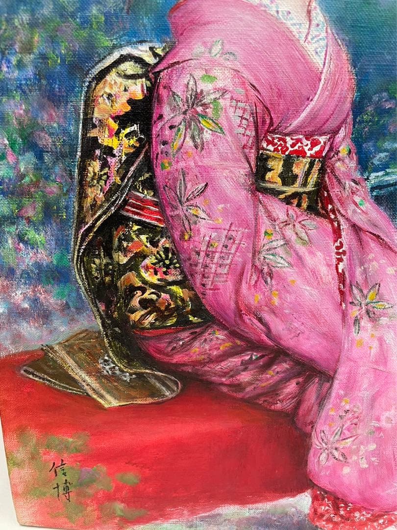 油彩画  F6 菊池信博 (舞妓)  題名 (去り行く秋)