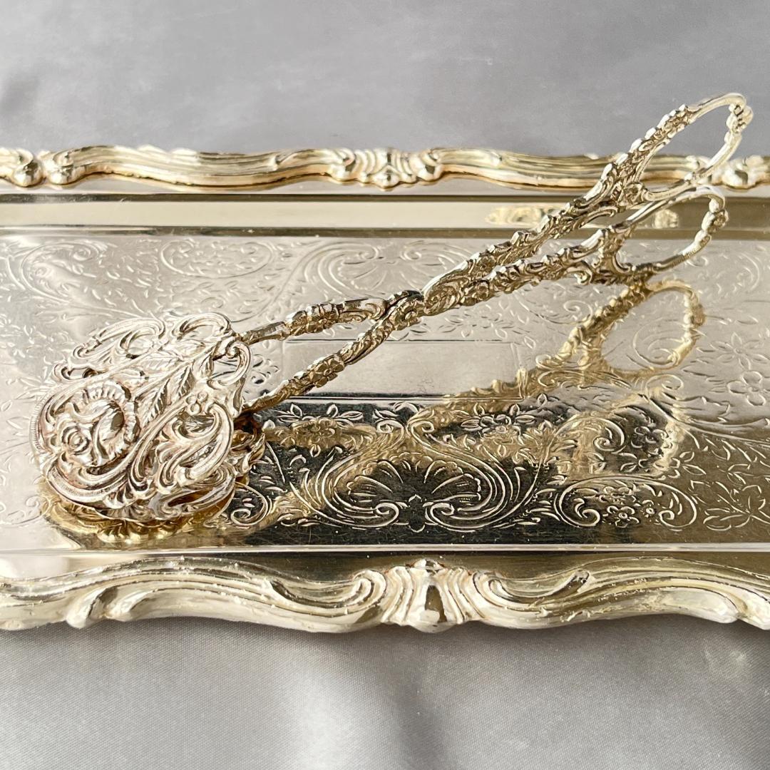 【ドイツ】 薔薇の透かしのトング【純銀】ローズ 16cm