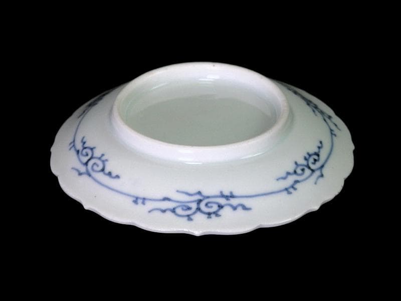 古伊万里　染付　朝顔にバッタの図　豆皿　手塩皿　D815AS-CQf