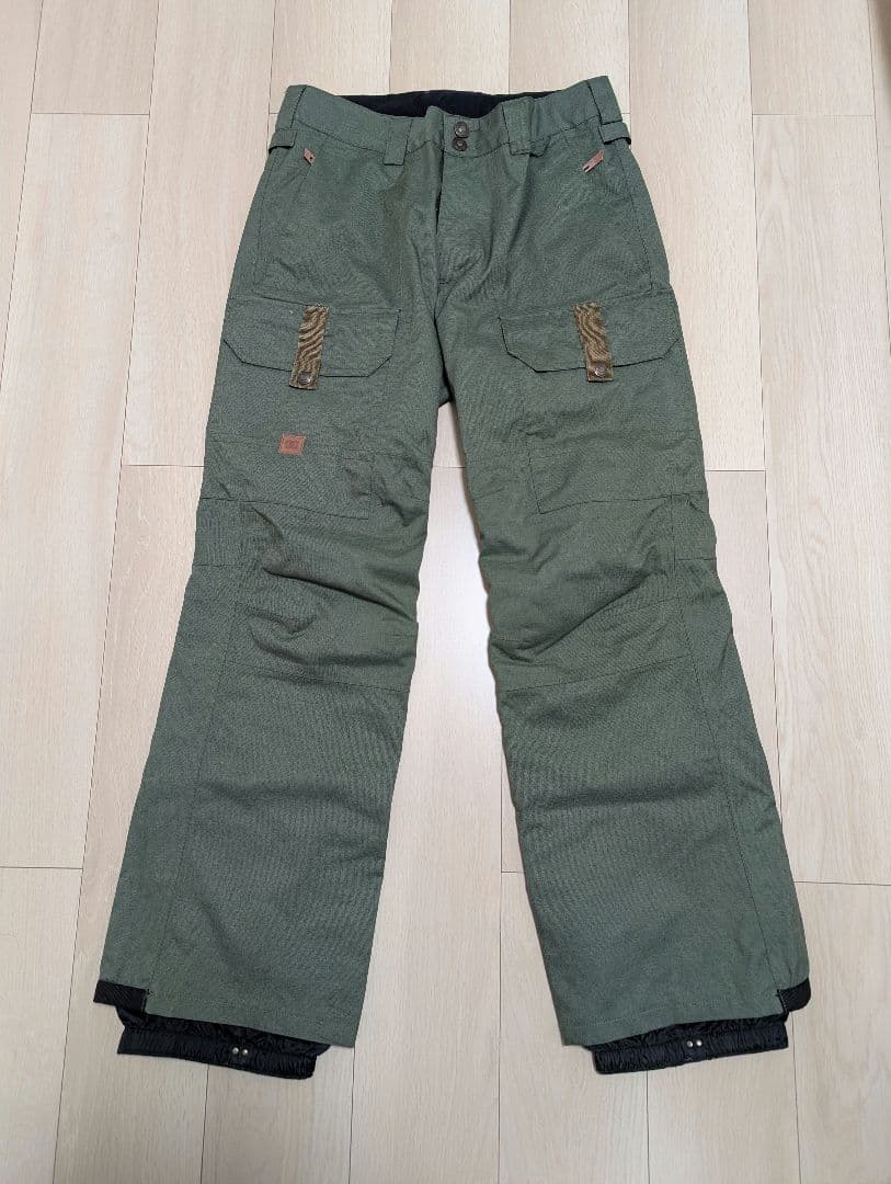 スノーボード用オレンジチェックジャケットとパンツセット