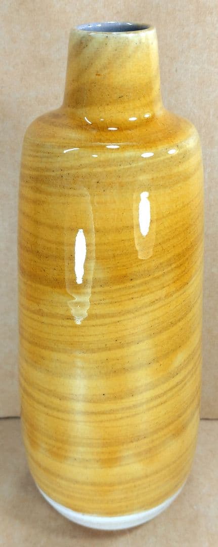 あ*♬様 【本物保証】徳田正彦(後の人間国宝三代徳田八十吉）色釉花生 共箱 黄布