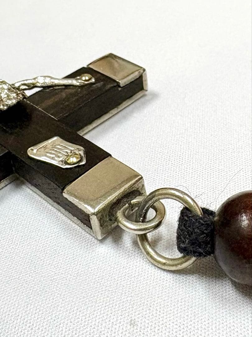 フランス アンティーク 聖イエス クロス 大型 十字架 78x42mm