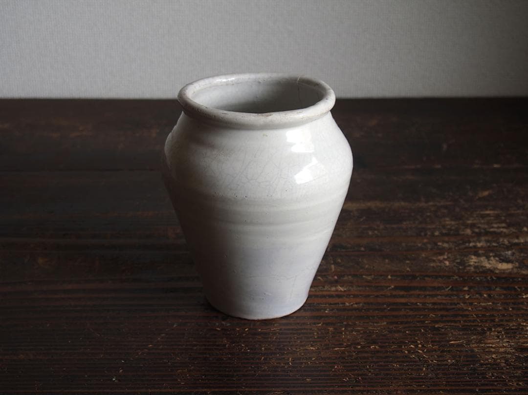 白釉薬 南欧陶器 マニセス 壷 甕かめ 昔の保存容器 スペイン古陶/K356