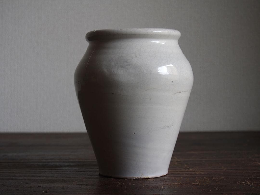 白釉薬 南欧陶器 マニセス 壷 甕かめ 昔の保存容器 スペイン古陶/K356