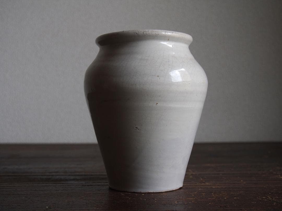 白釉薬 南欧陶器 マニセス 壷 甕かめ 昔の保存容器 スペイン古陶/K356