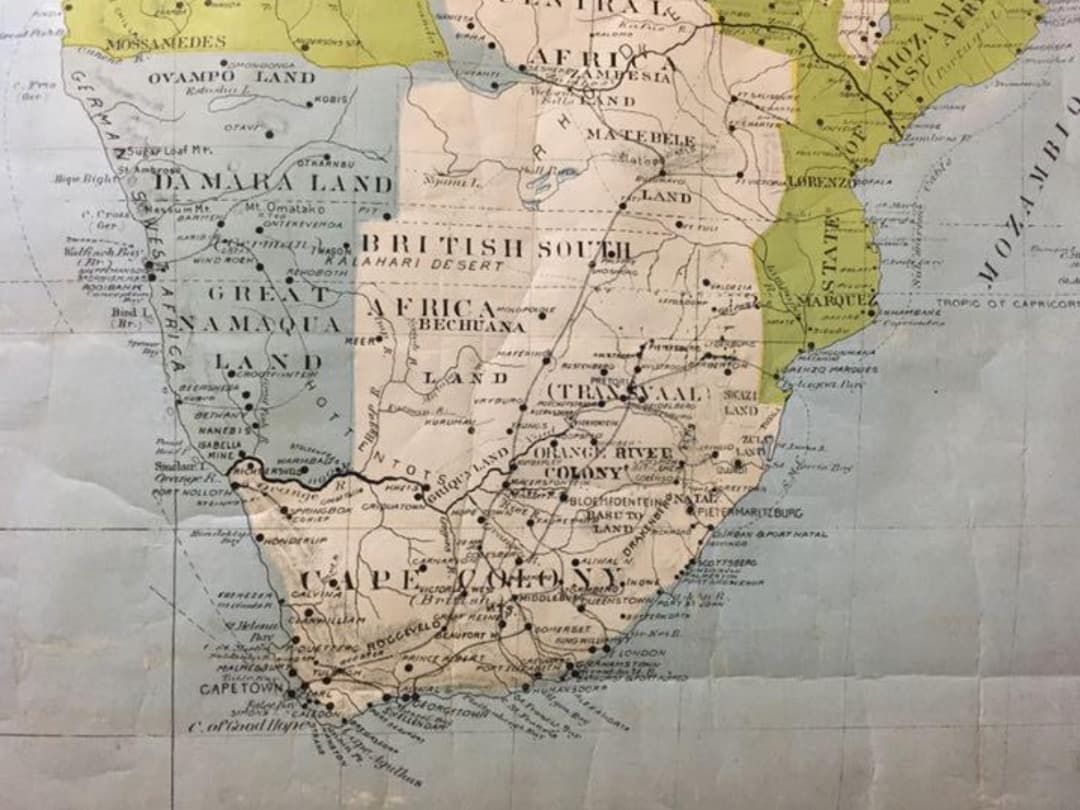 アンティーク大型 地図 マップ 　アメリカ歴史教材地図 近代史アフリカ領地マップ