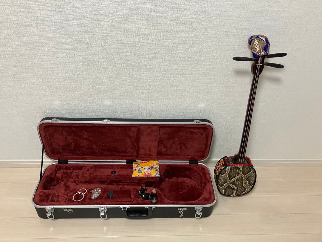 三線　二重張り　ケース付