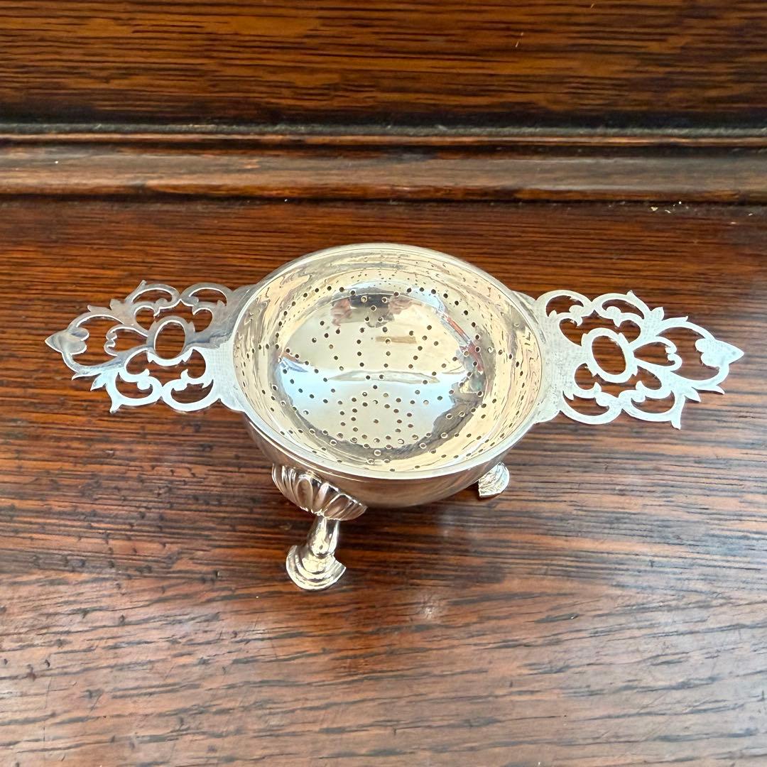 イギリス製純銀ティーストレーナー　ホールマークあり　約172g