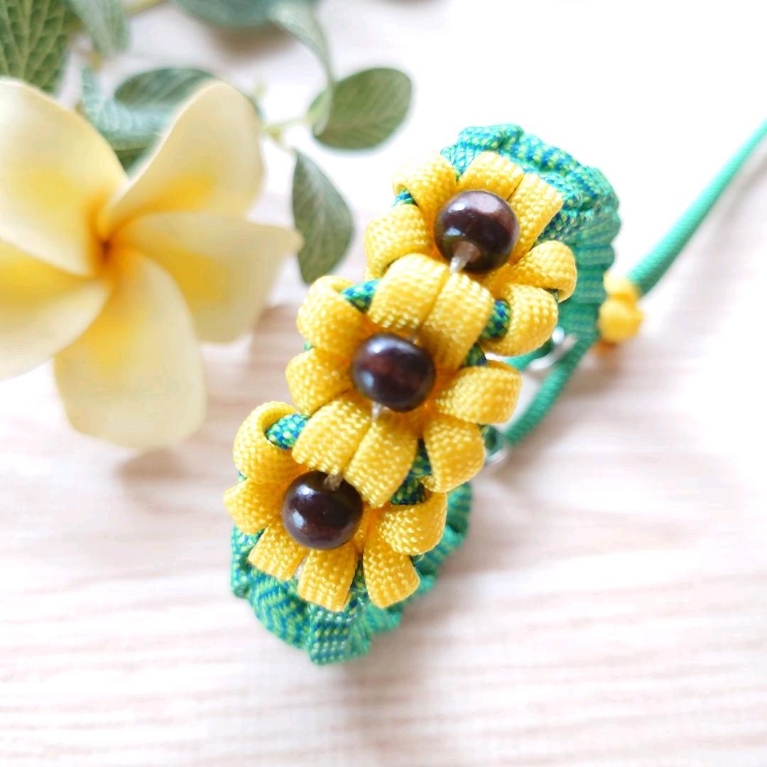 パラコードリード＆首輪一体型　ハーフチョークタイプ　ひまわり　№086