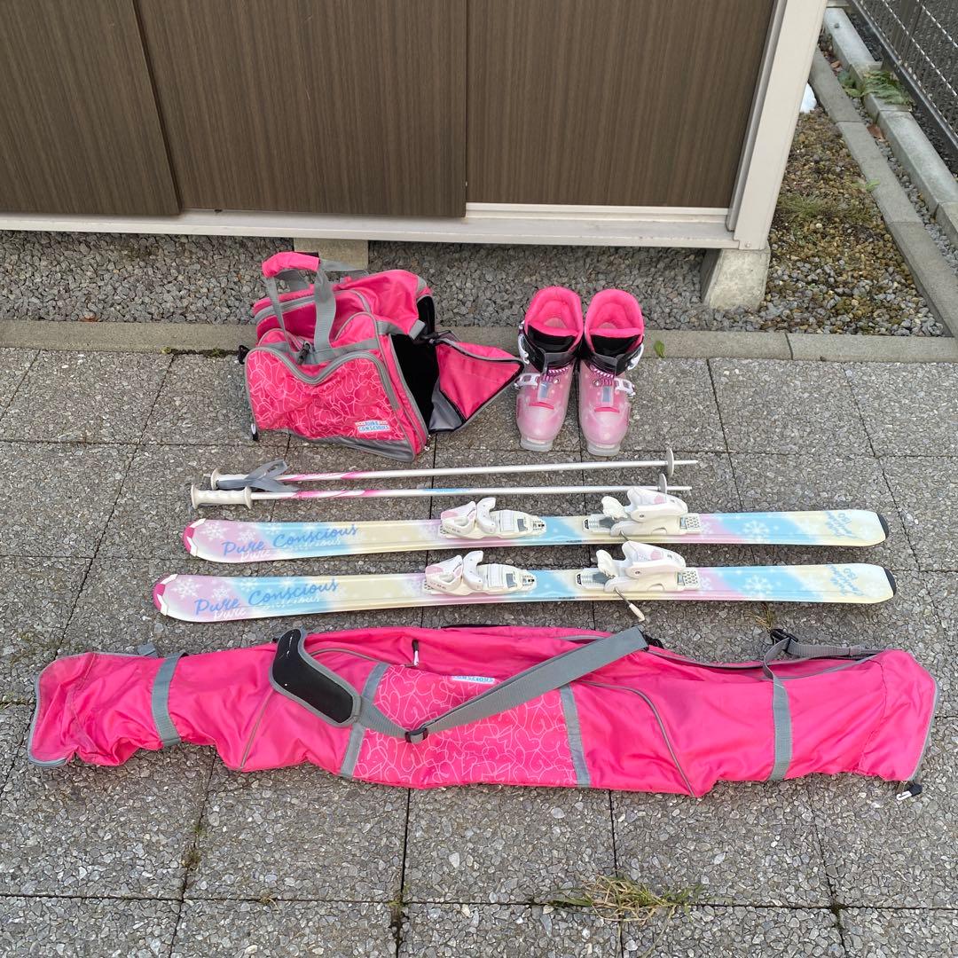 ピンク スキーセット スキーブーツ バッグ付き