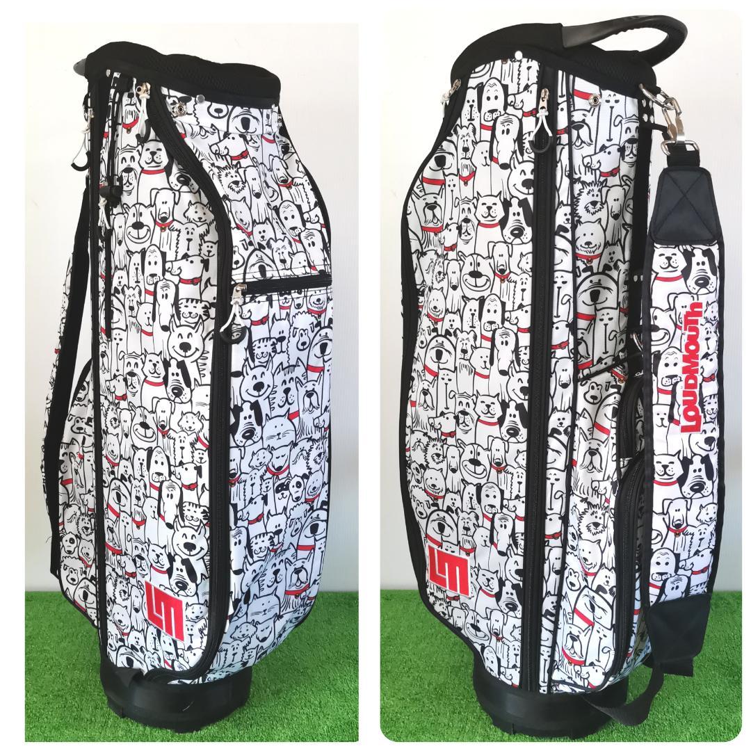 LOUDMOUTH ラウドマウス 犬柄 キャディバッグ フード付 ホワイト