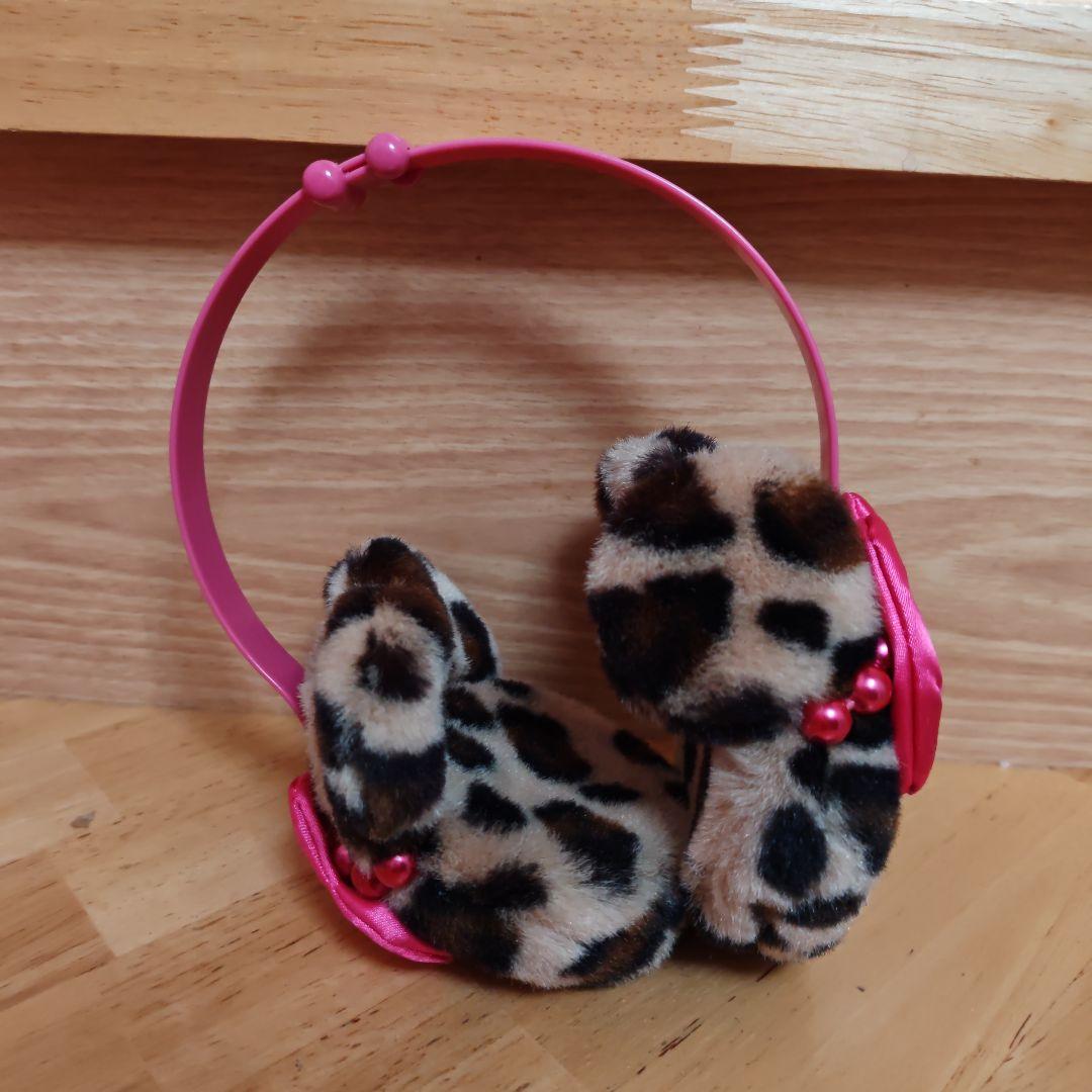 ディズニー ヒョウ柄 イヤーマフ 耳当て　ミニーちゃん　リボン　ファー