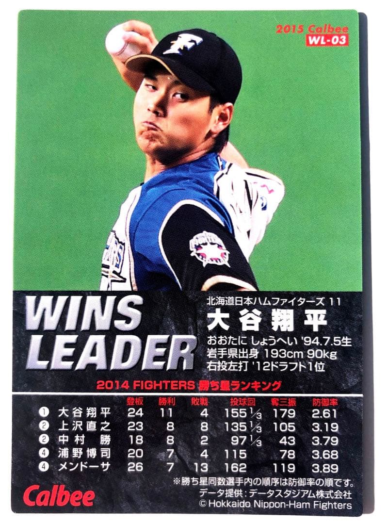 日本ハム2015【カルビープロ野球チップス】大谷翔平　◎通販限定ファイターズ