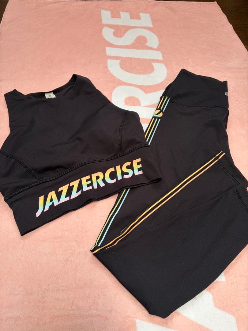 ジャザサイズ　レギンス　上下　セット　①レインボー　黒